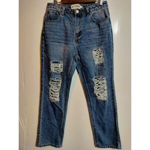 Refuge Denim 90's straight  distressed jeans woman size 9 MOM jeans